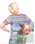 Produkt Przykładowy Letni T-shirt z AZTECKIM RÓŻOWO-ŻÓŁTY Nadrukiem