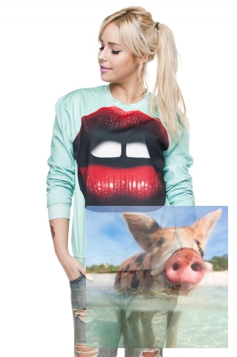 Produkt Przykładowy Modna Dzianinowa Bluza z Nadrukiem RED LIPS