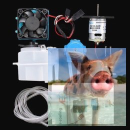 Duży system chłodzenia wodnego (radiator, zbiornik, pompa, wiatrak, przewody, zestaw śrub)