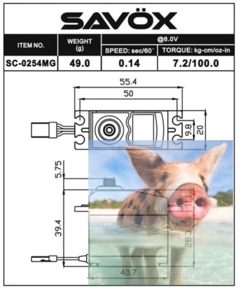 Serwo Savox SC-0254MG 61g (7.2kg/.0,19sec) Serwo Savox SC-0254MG 61g (7.2kg/.0,19sec)