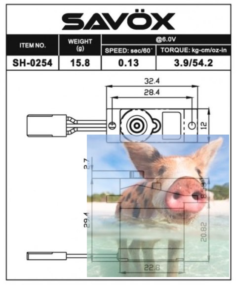 Serwo Savox SH-0254 15.8g (micro, 3.9kg/.0,13sec) Serwo Savox SH-0254 15.8g (micro, 3.9kg/.0,13sec)