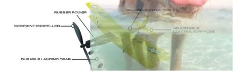 Szybowiec Aviator-Biplane 430mm z napędem gumowym