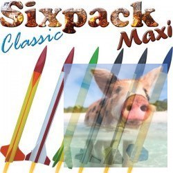 Zestaw sześciu rakiet CLASSIC MAXI - drewniane żeberka 3502