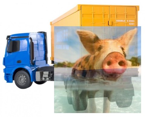 Ciężarówka kontenerowa Mercedes-Benz 1:20 2.4GHz (dźwięki i światła, otwierane drzwi, odpinana naczepa)