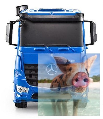 Ciężarówka kontenerowa Mercedes-Benz 1:20 2.4GHz (dźwięki i światła, otwierane drzwi, odpinana naczepa)