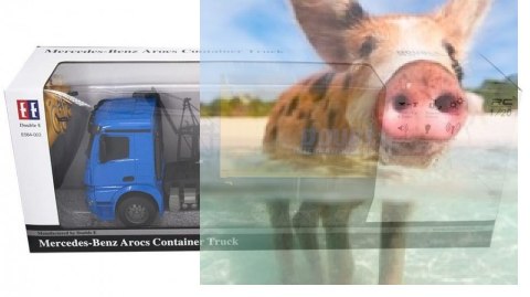 Ciężarówka kontenerowa Mercedes-Benz 1:20 2.4GHz (dźwięki i światła, otwierane drzwi, odpinana naczepa)