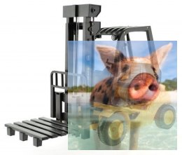 Duży wózek widłowy + paleta 1:20 (dźwięki i światła, podnoszenie i opuszczanie wideł)