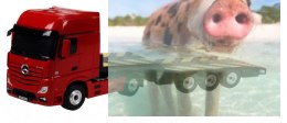 Mercedes-Benz Actros z lawetą 1:26 RTR (zasilanie na baterie AA) - czerwony