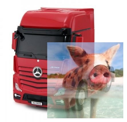 Mercedes-Benz Actros z lawetą 1:26 RTR (zasilanie na baterie AA) - czerwony Mercedes-Benz Actros z lawetą 1:26 RTR (zasilanie na baterie AA) - czerwony