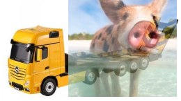 Mercedes-Benz Actros z lawetą 1:26 RTR (zasilanie na baterie AA) - żółty