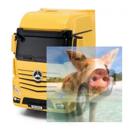 Mercedes-Benz Actros z lawetą 1:26 RTR (zasilanie na baterie AA) - żółty