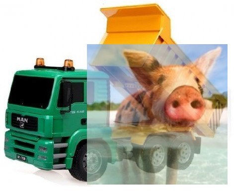 Wywrotka zdalnie sterowana 1:20 RTR (dźwięki i światła, podnoszona i opuszczana przyczepa)