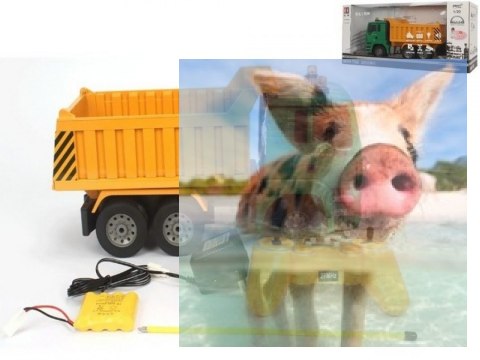 Wywrotka zdalnie sterowana 1:20 RTR (dźwięki i światła, podnoszona i opuszczana przyczepa)