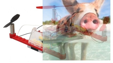 Dron 021 do zbudowania z klocków RTF (2.4GHz, 4CH, żyroskop, 15cm) - Niebieski