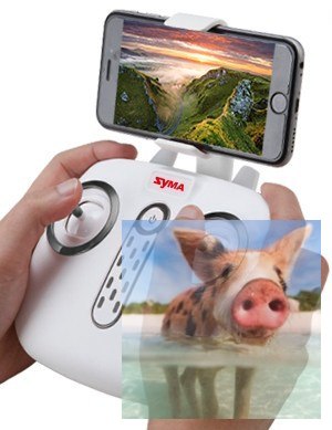 Syma X25 PRO (GPS, zdalnie obracana kamera WiFi FPV 720p, 2.4GHz, 37.5cm) - Biały