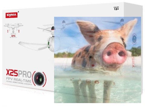Syma X25 PRO (GPS, zdalnie obracana kamera WiFi FPV 720p, 2.4GHz, 37.5cm) - Biały