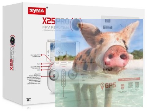 Syma X25 PRO (GPS, zdalnie obracana kamera WiFi FPV 720p, 2.4GHz, 37.5cm) - Biały