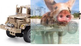 Ciężarówka wojskowa - klocki CADA - ZDALNIE STEROWANA (C51042W)