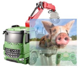 Dźwig do przewozu drewna Mercedes-Benz 1:20 2.4GHz (dźwięki i światła, ruchomy wysięgnik)