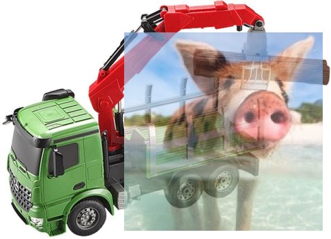 Dźwig do przewozu drewna Mercedes-Benz 1:20 2.4GHz (dźwięki i światła, ruchomy wysięgnik)