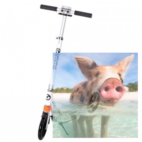 Hulajnoga miejska składana AILO (koła 200mm, szer. podestu 140mm, amortyzator tył/przód) - biała