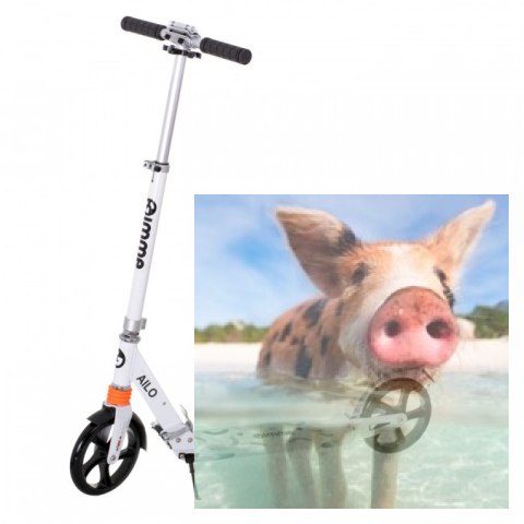 Hulajnoga miejska składana AILO (koła 200mm, szer. podestu 140mm, amortyzator tył/przód) - biała