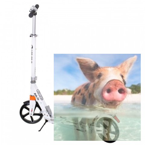 Hulajnoga miejska składana AILO (koła 200mm, szer. podestu 140mm, amortyzator tył/przód) - biała