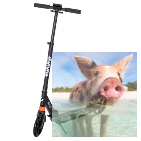 Hulajnoga miejska składana AILO (koła 200mm, szer. podestu 140mm, amortyzator tył/przód) - czarna