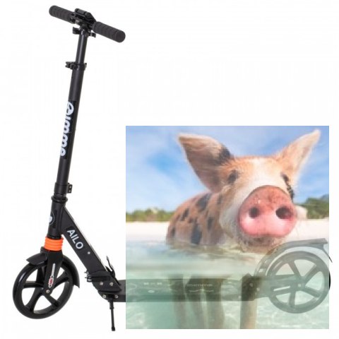 Hulajnoga miejska składana AILO (koła 200mm, szer. podestu 140mm, amortyzator tył/przód) - czarna