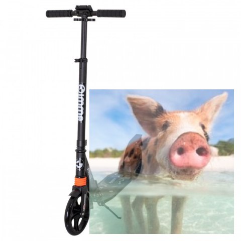 Hulajnoga miejska składana AILO (koła 200mm, szer. podestu 140mm, amortyzator tył/przód) - czarna