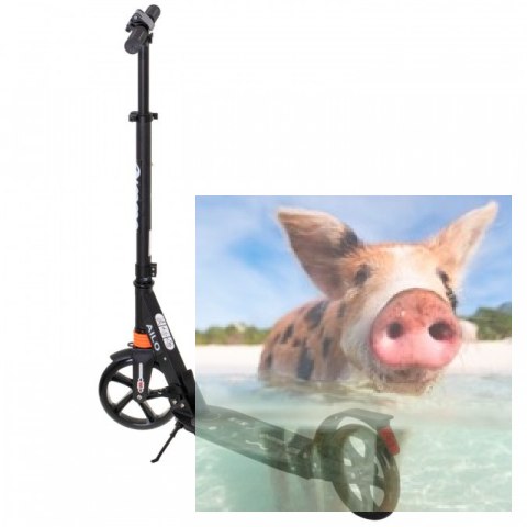 Hulajnoga miejska składana AILO (koła 200mm, szer. podestu 140mm, amortyzator tył/przód) - czarna