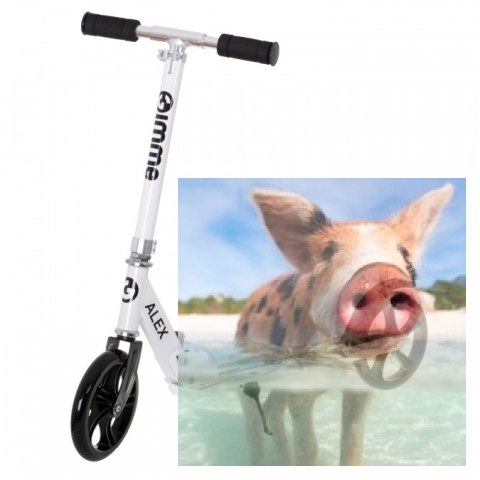 Hulajnoga składana ALEX (koła 200mm, szer. podestu 110mm) - biała