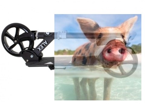 Hulajnoga składana ALEX (koła 200mm, szer. podestu 110mm) - czarna