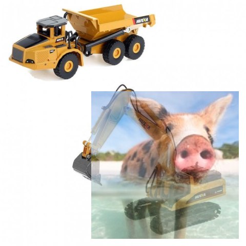 Koparka gąsienicowa + wywrotka (skala 1:50, ręczna obsługa)