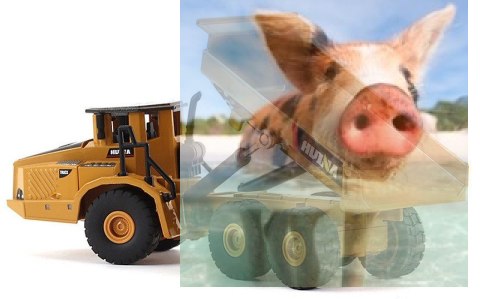 Koparka gąsienicowa + wywrotka (skala 1:50, ręczna obsługa)