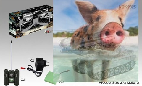 Zestaw wzajemnie walczących czołgów Russian T90 v2 i German King Tiger v2 2.4GHz 1:28