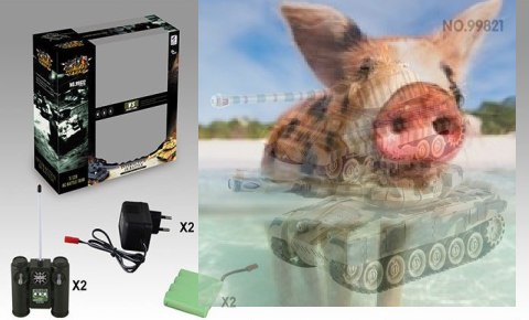 Zestaw wzajemnie walczących czołgów Russian T90 v2 i German King Tiger v2 40MHz / 49Mhz 1:28 RTR