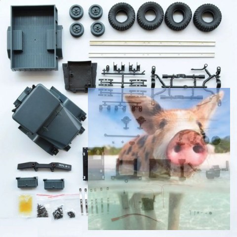 Ciężarówka wojskowa WPL B-14K 1:16 4x4 - KIT - Niebieski - POSERWISOWA (niekomplatna)