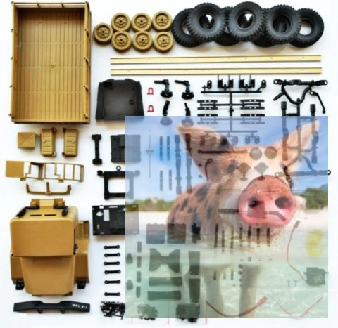 Ciężarówka wojskowa WPL B-16K 1:16 6x6 - KIT - POSERWISOWA (brak przekładni i silnika)