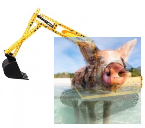 Koparka gąsienicowa - do zbudowania z klocków - POSERWISOWA (uszkodzony akumulator)