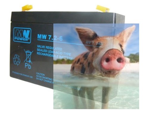 Pb 6V 7.2Ah bezobsługowy (waga 1.3kg, max. prąd ład. 2.1A, max. prąd rozład. 80A)