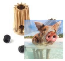 Zębatka mosiężna 8T 0.5M H10, otwór 2.3mm