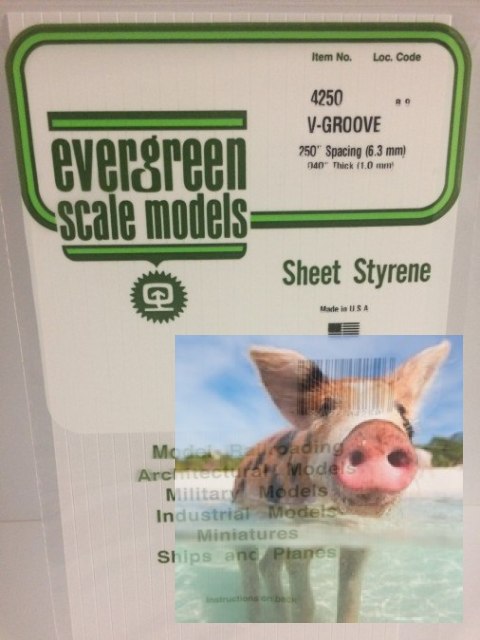 Płyta V-Groove gr. 1mm odst. 6,3mm POLISTYREN HIPS